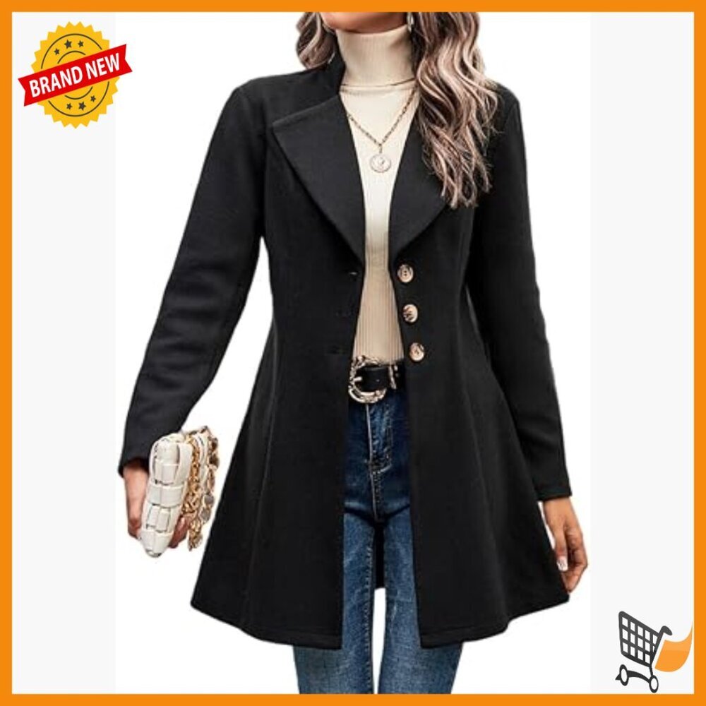 Long Wool Peacoat Trench Coat Slim Fit Winter Blazer Jacket